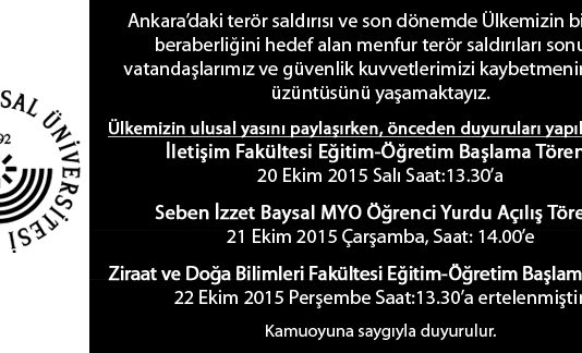 AİBÜ Rektörlüğü Tören Erteleme Duyurusu