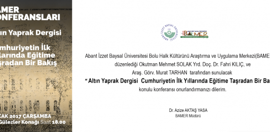 BAMER Konferansları: Cumhuriyetin İlk Yıllarında Eğitime Taşradan Bir Bakış