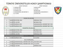 Üniversitelerarası Hokey Türkiye Şampiyonası Fikstürü