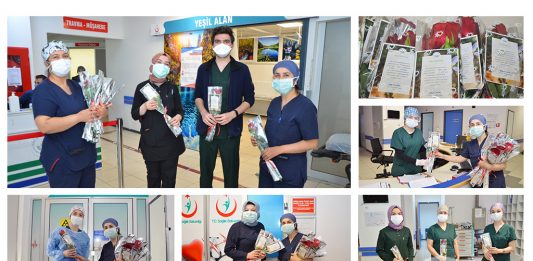 Hemşireler Gününde Çiçek Hediye Edildi