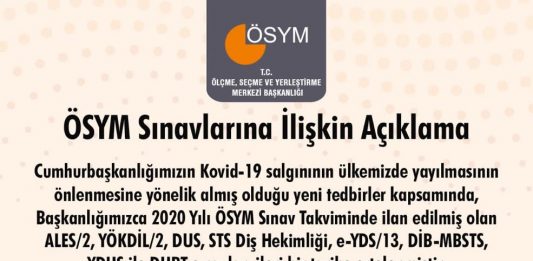 ÖSYM Sınavlarına İlişkin Açıklama