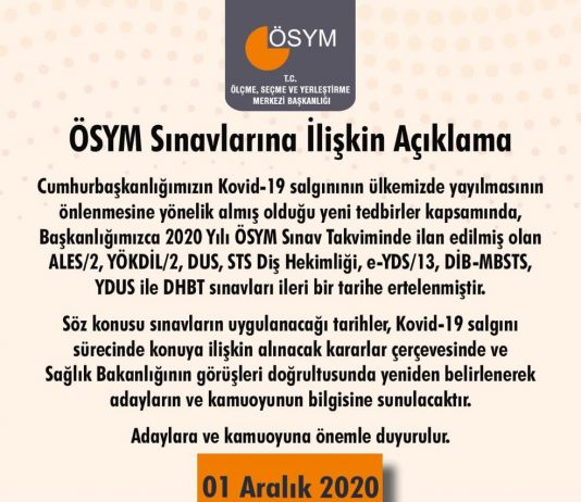 ÖSYM Sınavlarına İlişkin Açıklama