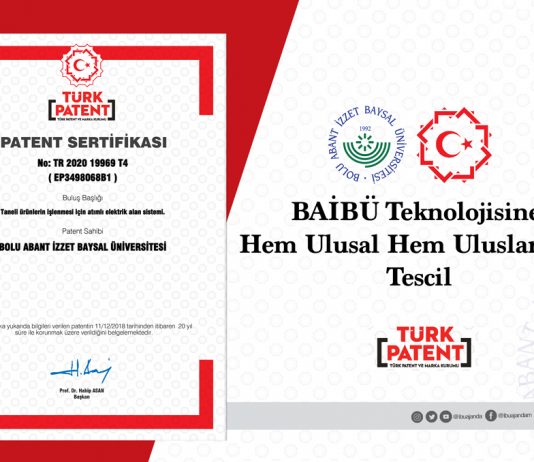BAİBÜ Teknolojisine Hem Ulusal Hem Uluslararası Tescil