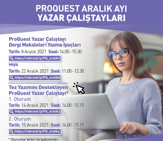 ProQuest Aralık Ayı Online Yazar Çalıştayları