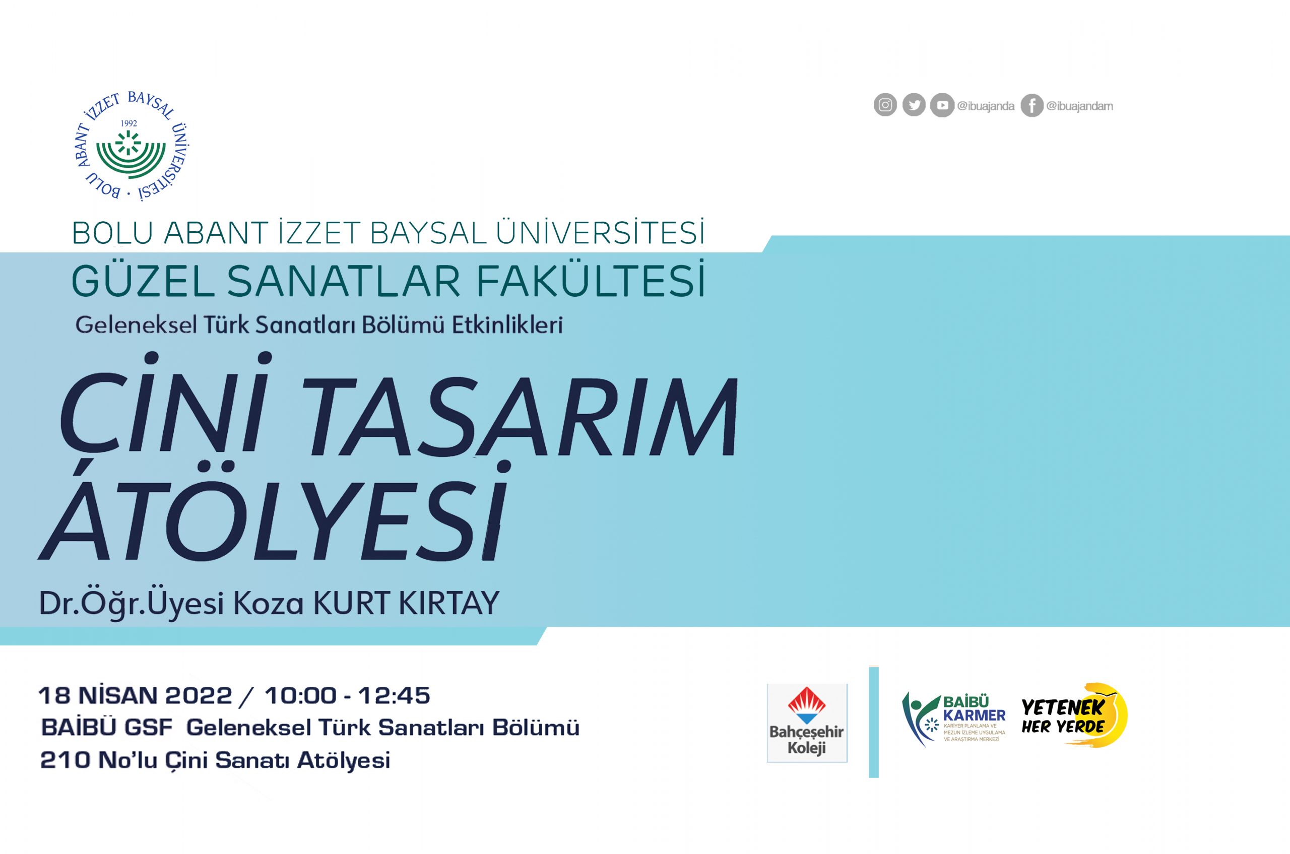 Çini Tasarım Atölyesi İBÜ/AJANDA