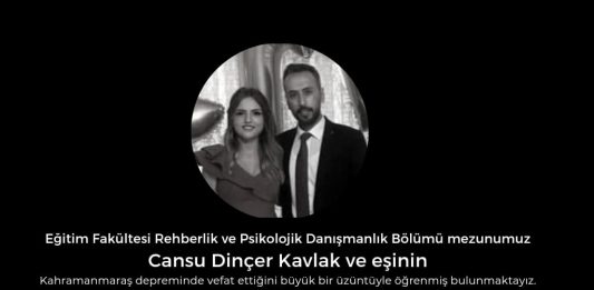 Taziye Mesajı (Acı Kaybımız: Mezunumuz Cansu Dinçer Kavlak ve Eşinin Vefatı)