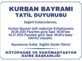 Kütüphane tatil duyurusu