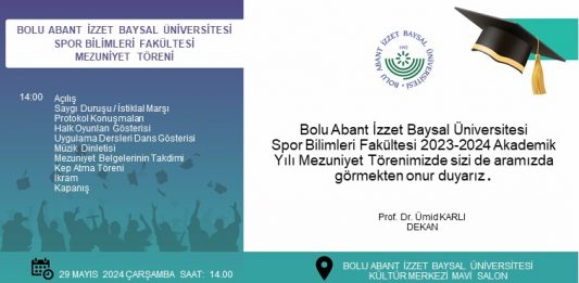 Spor Bilimleri Fakültesi 2023-2024 Akademik Yılı Mezuniyet Töreni / Davetiye