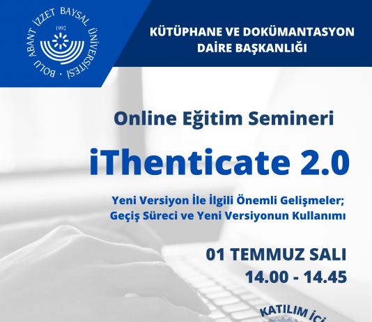 iThenticate 2.0 – Kullanıcı Eğitimi (Yeni Versiyon)