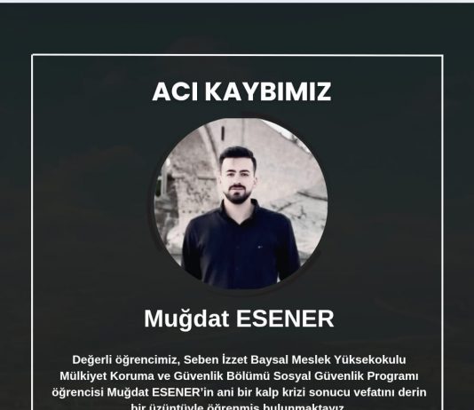 Taziye Mesajı (Öğrencimiz Muğdat ESENER’in vefatı)