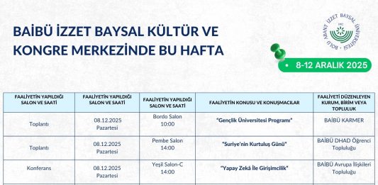 BAİBÜ Kültür ve Kongre Merkezi’nde Bu Hafta