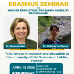 Duyuru: Erasmus+ Semineri: Araştırma ve Eğitimde Zorluklar