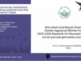 Gerede Uygulamalı Bilimler Fakültesi Mezuniyet Töreni Davetiyesi