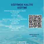 “Eğitimde Kaliteyi Geliştirme Eğitimi” çevrim içi olarak gerçekleştirilecektir