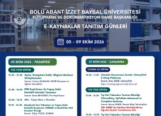 Bolu Abant İzzet Baysal Üniversitesi Kütüphane ve Dokümantasyon Daire Başkanlığı – E-Kaynaklar Tanıtım Günleri